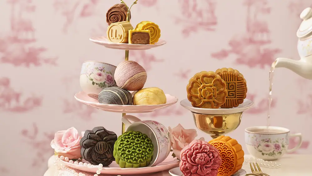 La Levain Mid-Autumn mooncakes at an afternoon tea table